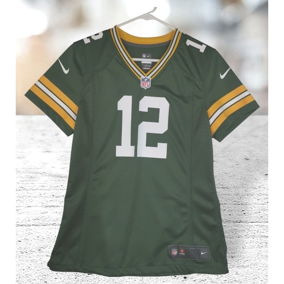 Nike Green Bay Packers On Field Jersey Youth Girls Size M Aaron Rodgers‎ #12 NFL - Picture 1 of 6